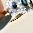 Vintage Sapphire & Diamond Triple Cluster 18ct Yellow Gold Ring (1.60cts)