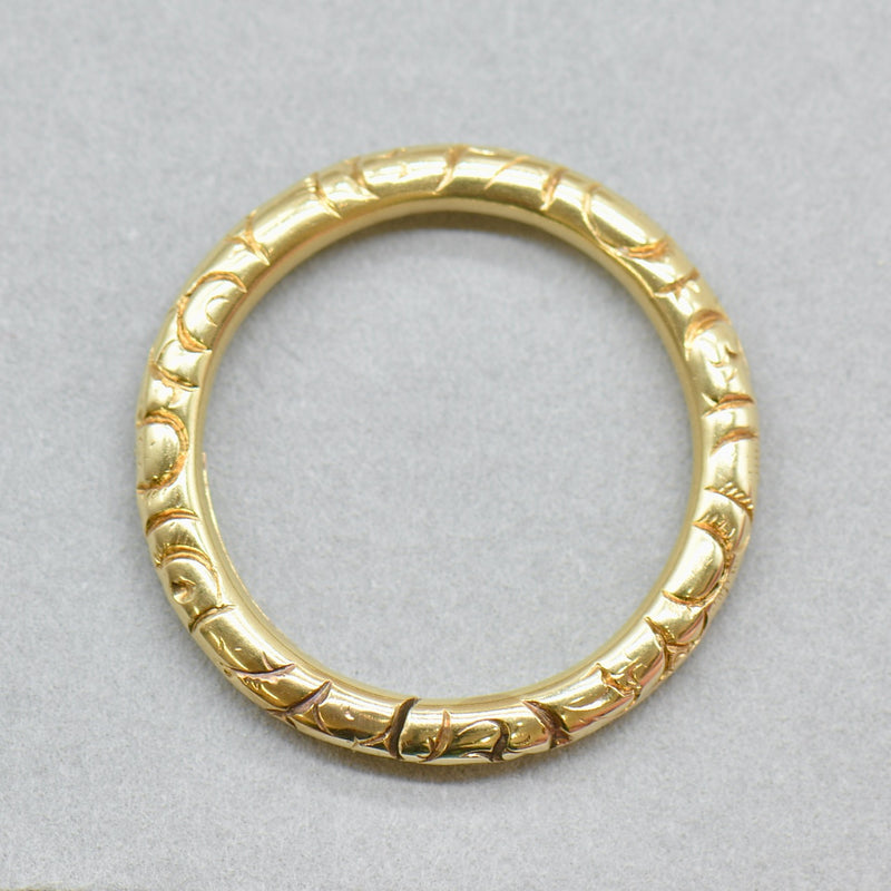 Antique Georgian 14ct yellow Gold Engraved Split Ring