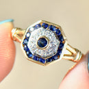Vintage 1990s Sapphire & Diamond 18CT Yellow Gold Target Ring (0.59ct)