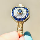 Vintage 1990s Sapphire & Diamond 18CT Yellow Gold Target Ring (0.59ct)