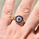 Vintage 1990s Sapphire & Diamond 18CT Yellow Gold Target Ring (0.59ct)