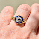 Vintage 1990s Sapphire & Diamond 18CT Yellow Gold Target Ring (0.59ct)