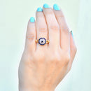 Vintage 1990s Sapphire & Diamond 18CT Yellow Gold Target Ring (0.59ct)