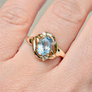 Vintage Aquamarine & Diamond Cross-Over Set Ring (1.15cts)