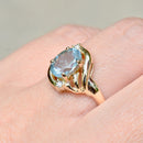 Vintage Aquamarine & Diamond Cross-Over Set Ring (1.15cts)