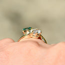 Vintage Toi Et Moi Blue & White Zircon Cross Over 9ct Yellow Gold Ring (1.74cts)