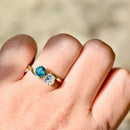 Vintage Toi Et Moi Blue & White Zircon Cross Over 9ct Yellow Gold Ring (1.74cts)