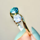 Vintage Toi Et Moi Blue & White Zircon Cross Over 9ct Yellow Gold Ring (1.74cts)