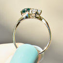 Vintage Toi Et Moi Blue & White Zircon Cross Over 9ct Yellow Gold Ring (1.74cts)