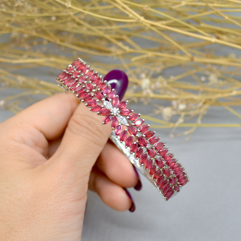 Ruby & Cubic Zirconia Sterling Silver Bangle (7.60 Carats)