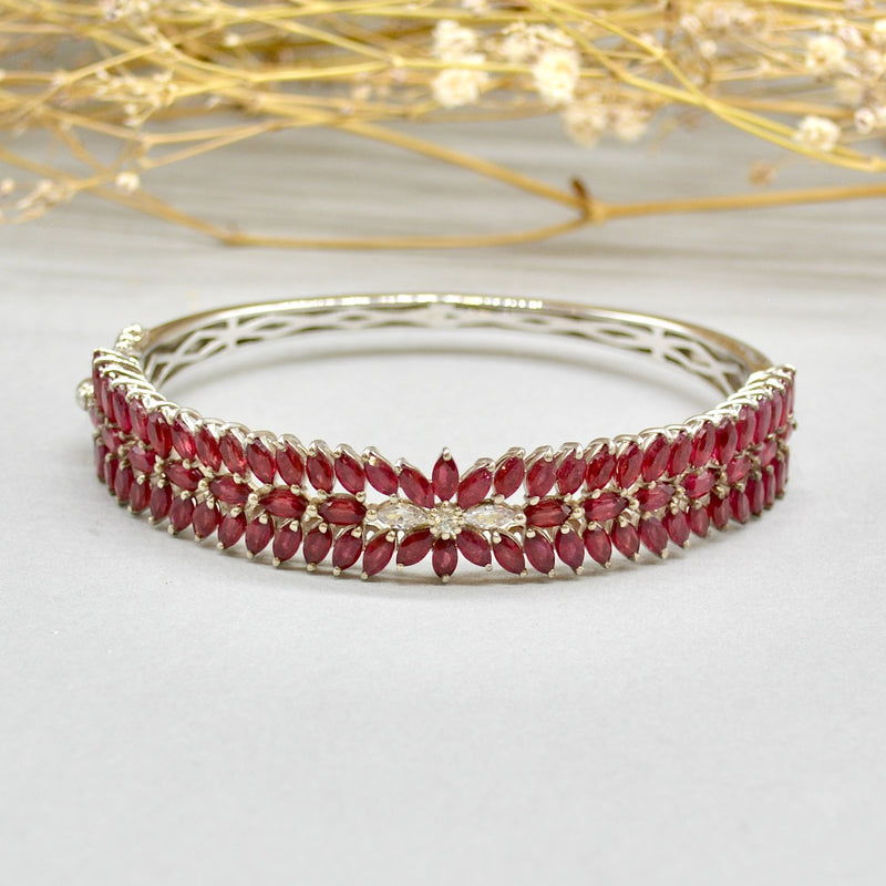 Ruby & Cubic Zirconia Sterling Silver Bangle (7.60 Carats)