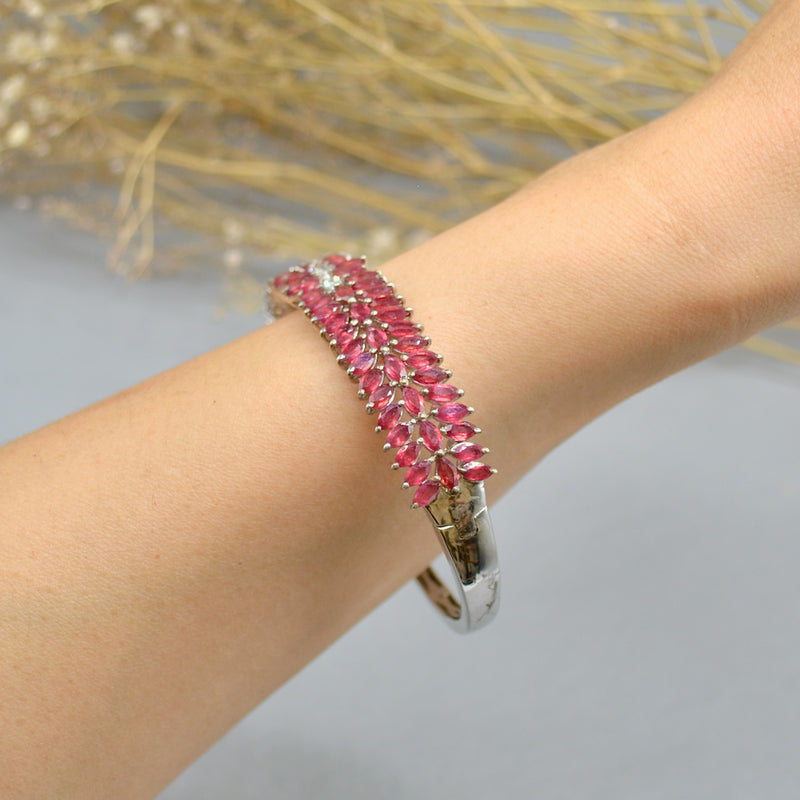 Ruby & Cubic Zirconia Sterling Silver Bangle (7.60 Carats)