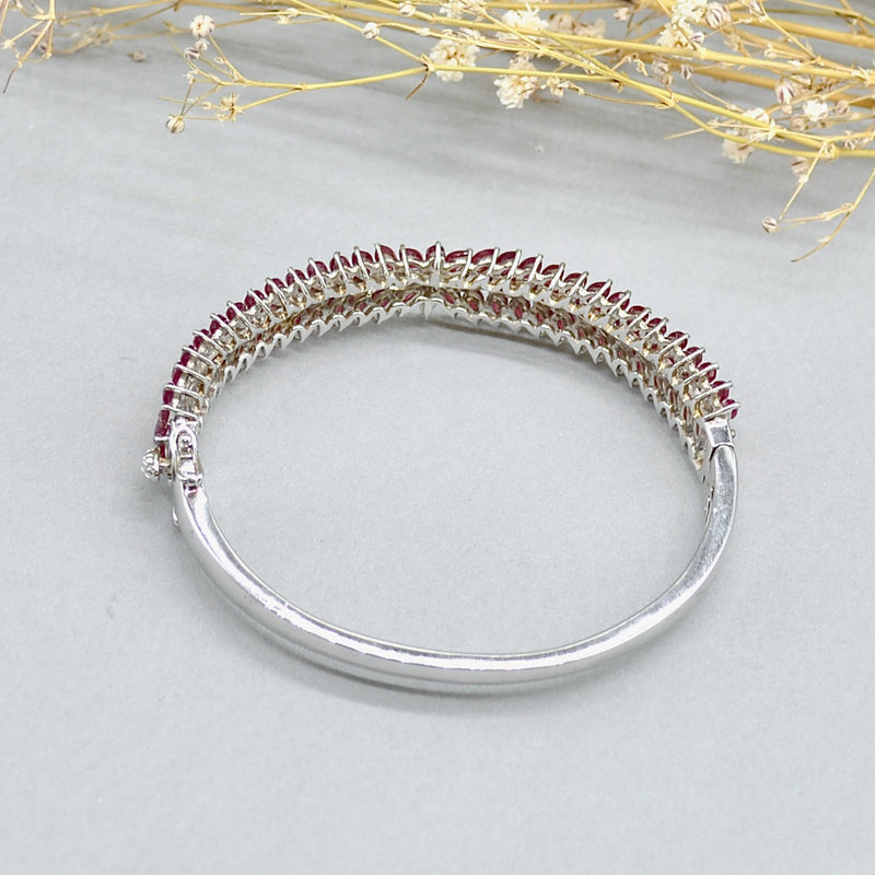 Ruby & Cubic Zirconia Sterling Silver Bangle (7.60 Carats)