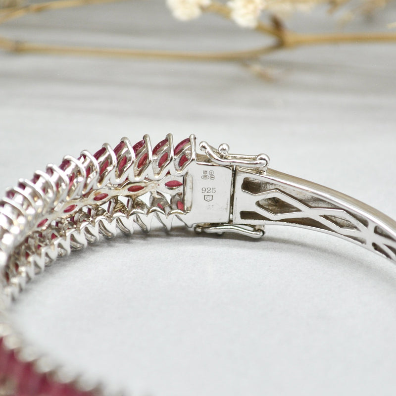 Ruby & Cubic Zirconia Sterling Silver Bangle (7.60 Carats)