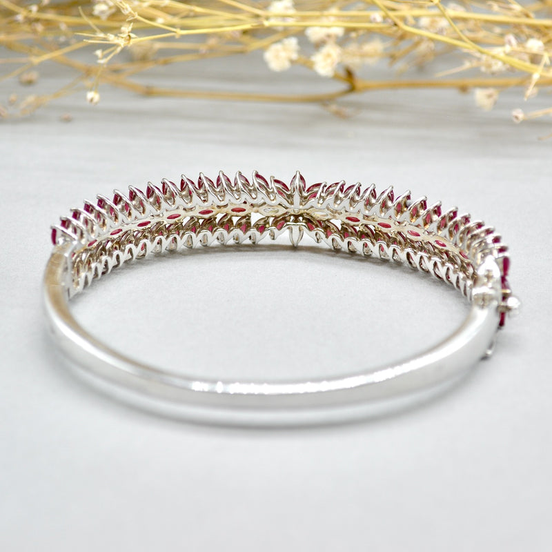 Ruby & Cubic Zirconia Sterling Silver Bangle (7.60 Carats)