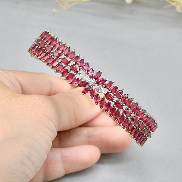 Ruby & Cubic Zirconia Sterling Silver Bangle (7.60 Carats)