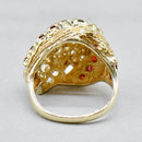Vintage 1970s Garnet 9ct Yellow Gold Brutalist Abstract Ring