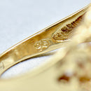 Vintage 1970s Garnet 9ct Yellow Gold Brutalist Abstract Ring