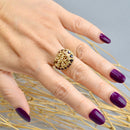 Vintage 1970s Garnet 9ct Yellow Gold Brutalist Abstract Ring