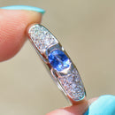 矢车菊蓝宝石和钻石密镶戒指戒圈（1.15 克拉）