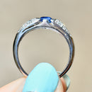 矢车菊蓝宝石和钻石密镶戒指戒圈（1.15 克拉）