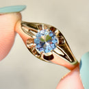 1980s Aquamarine Gypsy Set 9ct Yellow Gold Ring