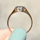 1980s Aquamarine Gypsy Set 9ct Yellow Gold Ring