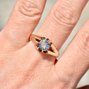 1980s Aquamarine Gypsy Set 9ct Yellow Gold Ring