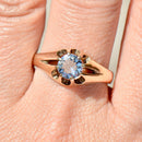 1980s Aquamarine Gypsy Set 9ct Yellow Gold Ring