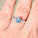  中古 18 克拉白金海蓝宝石和钻石订婚戒指