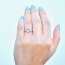  中古 18 克拉白金海蓝宝石和钻石订婚戒指