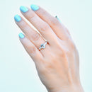  中古 18 克拉白金海蓝宝石和钻石订婚戒指