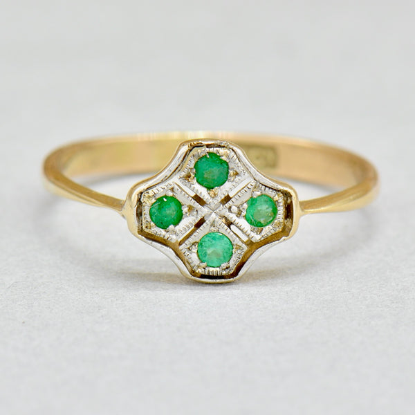 Art Deco 18ct Yellow Gold Four-Leaf Clover Ring