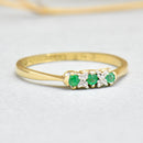 Art deco Emerald 18ct Yellow Gold & Platinum Trilogy Engagement Ring