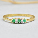 Art deco Emerald 18ct Yellow Gold & Platinum Trilogy Engagement Ring
