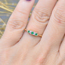 Art deco Emerald 18ct Yellow Gold & Platinum Trilogy Engagement Ring