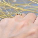 Art deco Emerald 18ct Yellow Gold & Platinum Trilogy Engagement Ring