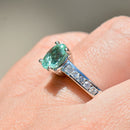 パライバトルマリン＆ダイヤモンドリング（18Kホワイトゴールド）