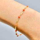 Vintage 18ct Yellow Gold Coral Beads Bracelet (7.25 inch or 18.5cm long)