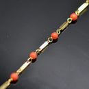 Vintage 18ct Yellow Gold Coral Beads Bracelet (7.25 inch or 18.5cm long)