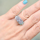 Vintage 1970s Three-Row Diamond 18ct Yellow Gold Dress Ring (1.75cts)