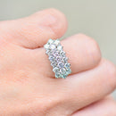 Vintage 1970s Three-Row Diamond 18ct Yellow Gold Dress Ring (1.75cts)