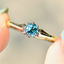 Deco Blue Zircon 18ct Yellow Gold & Platinum Solitaire Ring (0.81ct)