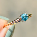 Deco Blue Zircon 18ct Yellow Gold & Platinum Solitaire Ring (0.81ct)