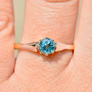 Deco Blue Zircon 18ct Yellow Gold & Platinum Solitaire Ring (0.81ct)