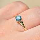 Deco Blue Zircon 18ct Yellow Gold & Platinum Solitaire Ring (0.81ct)