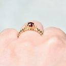 Vintage 1980s Almandine Garnet and Diamond 9ct Yellow Gold Ring