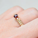 Vintage 1980s Almandine Garnet and Diamond 9ct Yellow Gold Ring