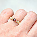 Vintage 1980s Almandine Garnet and Diamond 9ct Yellow Gold Ring