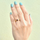 Vintage 1980s Almandine Garnet and Diamond 9ct Yellow Gold Ring